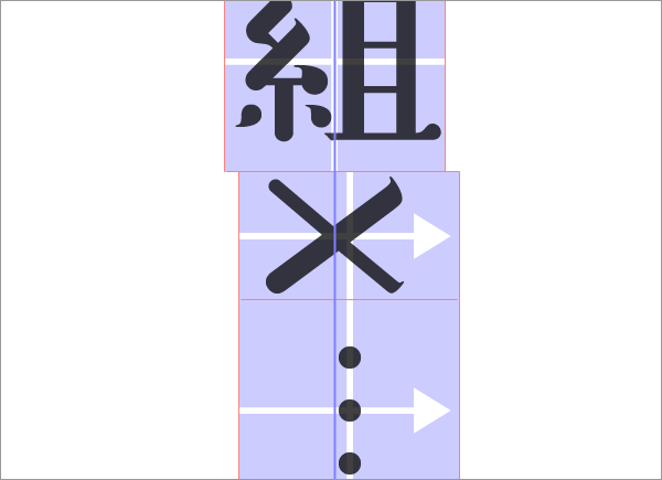 大文字Xの字形が基準